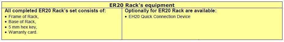 ER20- Tech Parameters