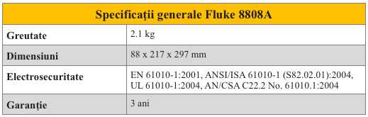 Fluke 8808A - Specificatii gen