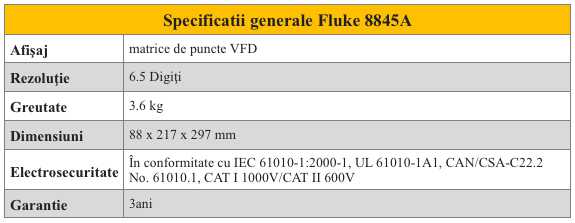 Fluke 8845A - Functii gen
