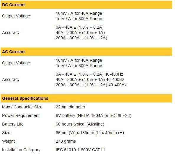 Seaward ACDC Current Clamp tech spec1