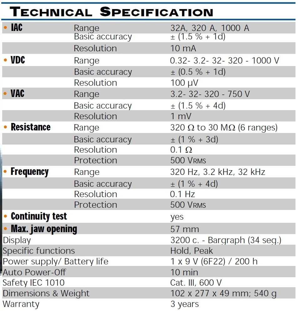 Sefram MW3100 Specificatii tehnice