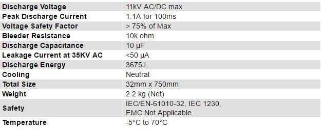 Seaward Seaward SDR11 HV Discharge Rod Tech spec1