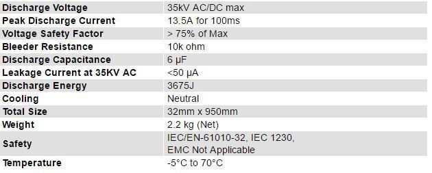 Seaward Seaward SDR35 HV Discharge Rod Tech spec1