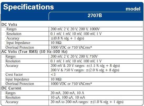 BK Precision 2707B Fisa tehnica 1