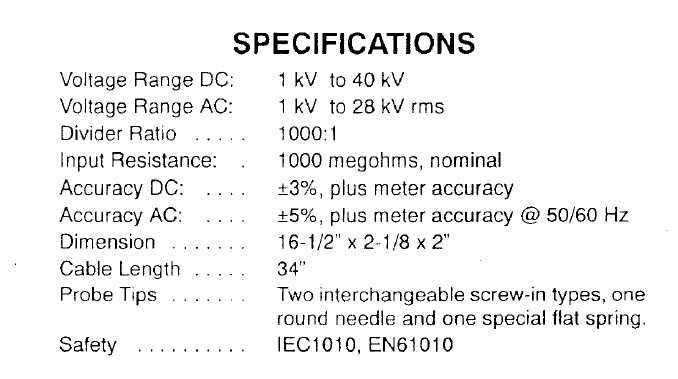 BK Precision Model PR 28A specificatii tehnice