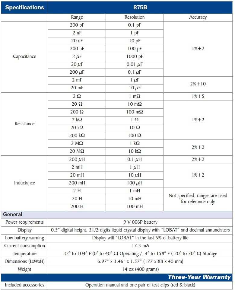 BK Precision model 875B specificatii tehnice