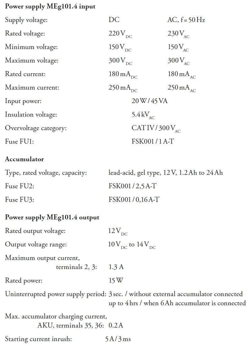 MEg101.4 specificatii tehnice