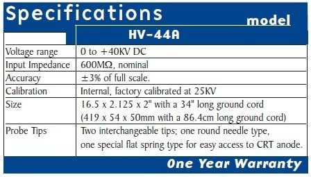 BK Precision model HV44A _ Fisa tehnica