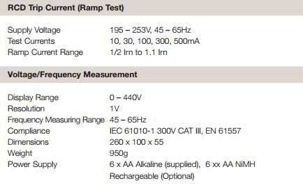 Seaward PowerTest 1557 Tech spec2