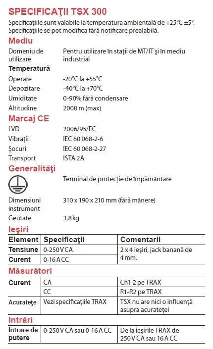 TSX300 fisa tehnica