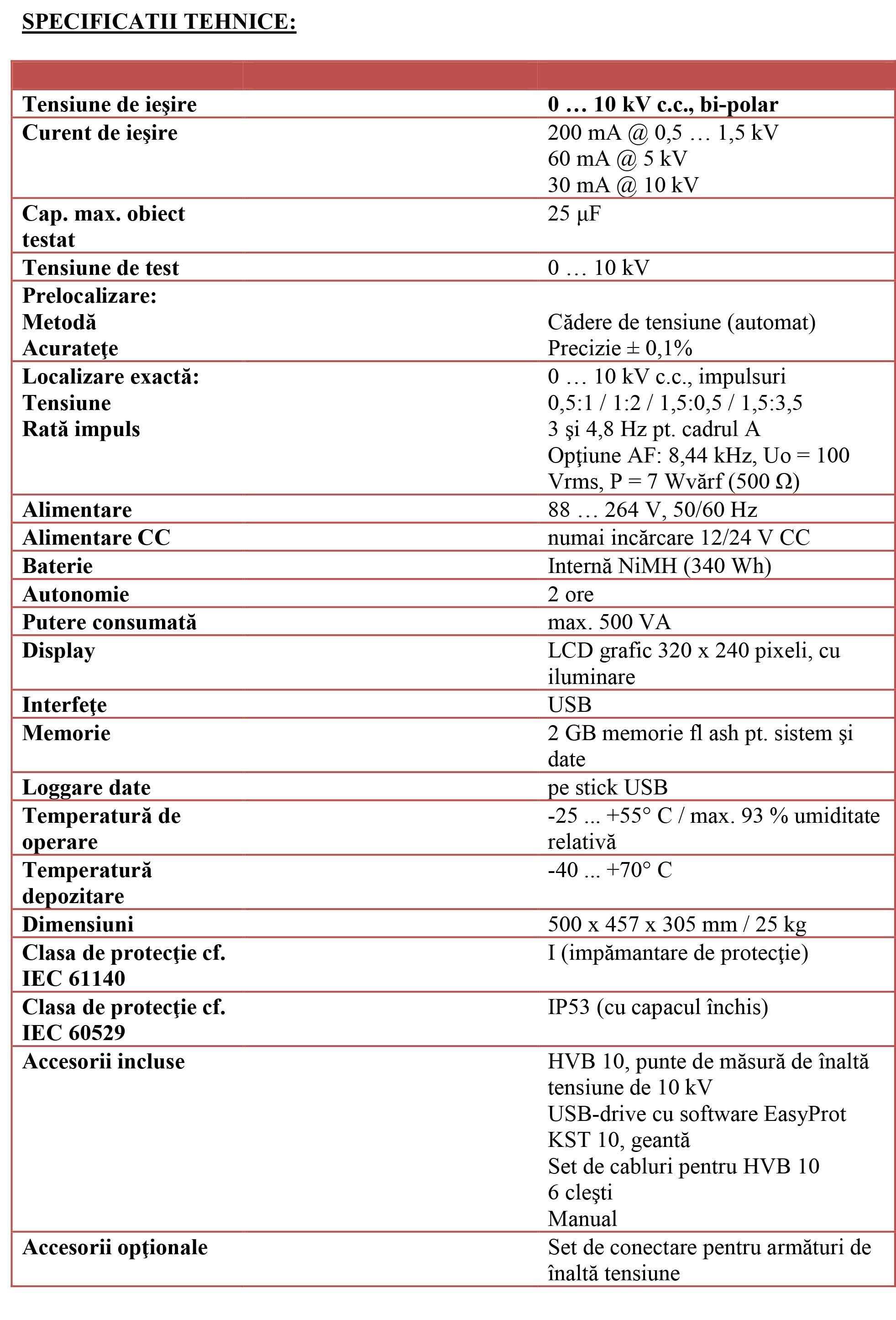 SebaKMT HVB 10 - Fisa tehnica 1