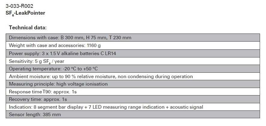 DILO 3-033-R002  SF6-LeakPointer Date tehnice