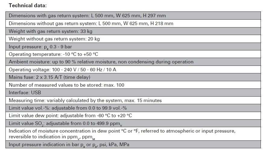 DILO 3-038-R  Multi-Analyser SF6 fara sistem de retur Date tehnice