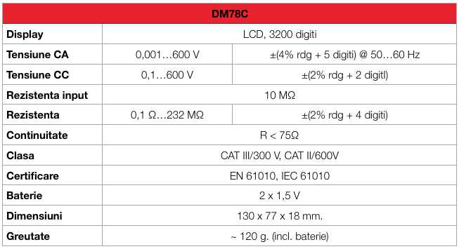 dm78c specificatii tehnice
