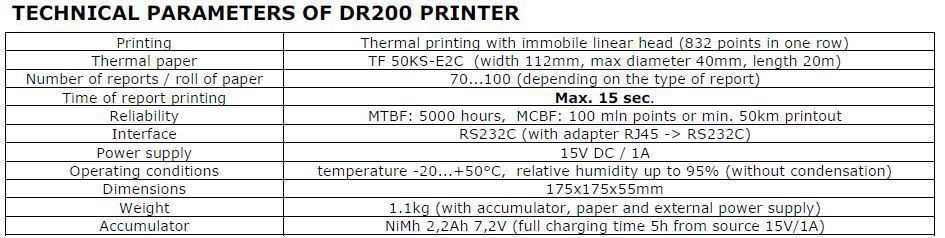 DR200_Tech Parameters