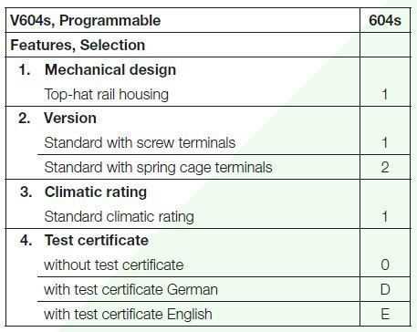 SINEAX V604s_specs