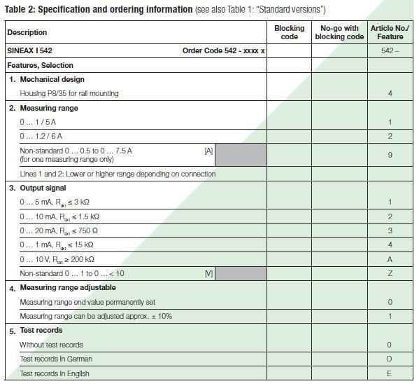 SINEAX i542_specs