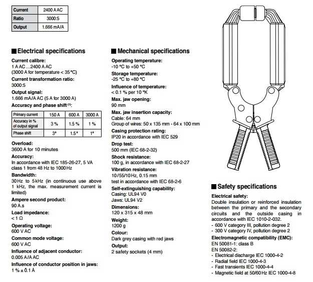 Cleste de curent Chauvin Arnoux D33N specificatii tehnice