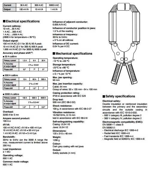Cleste de curent D37N specificatii tehnice
