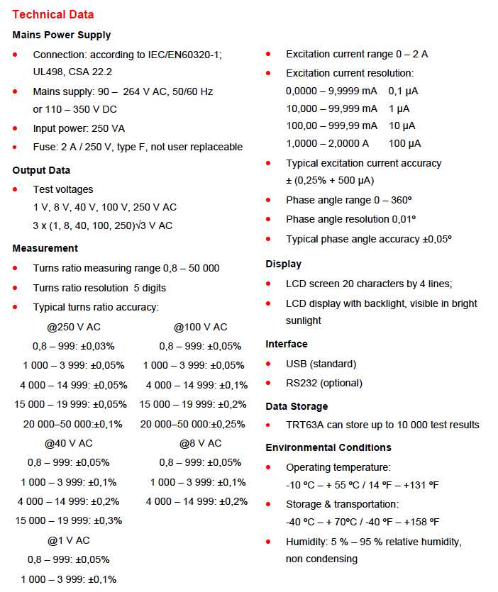 trt63a specificatii tehnice