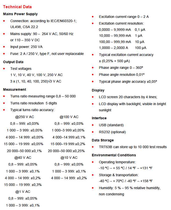 trt63b specificatii tehnice