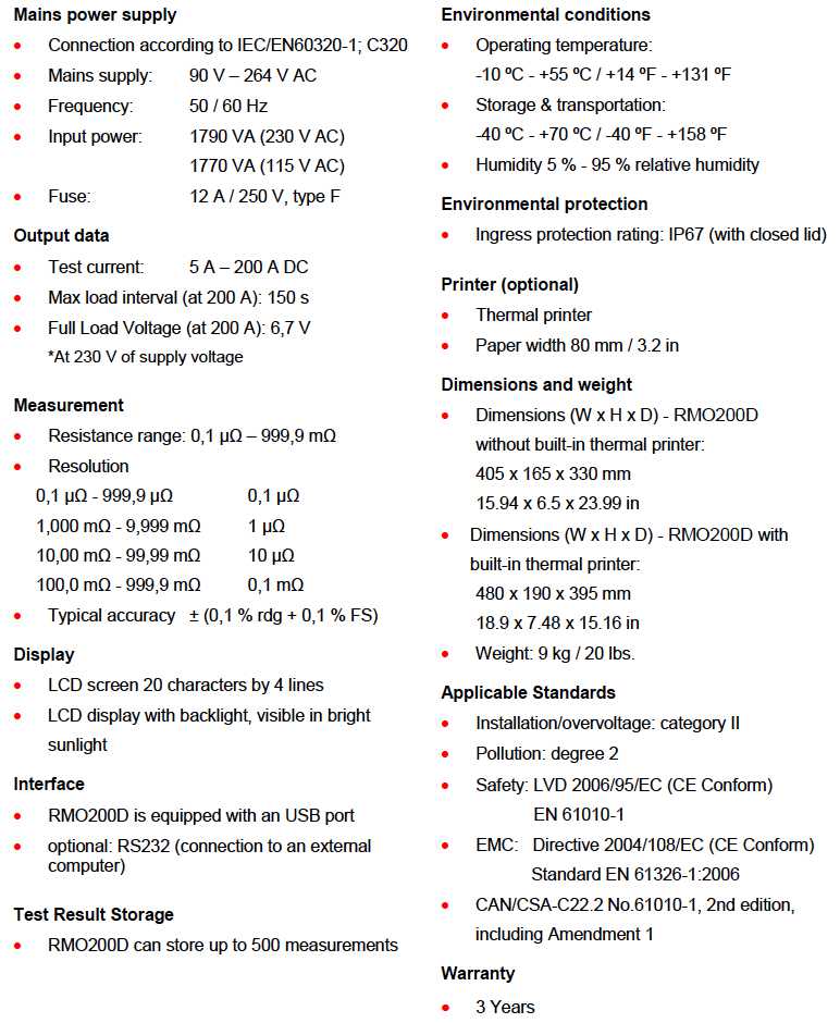 rmo200d specificatii tehnice