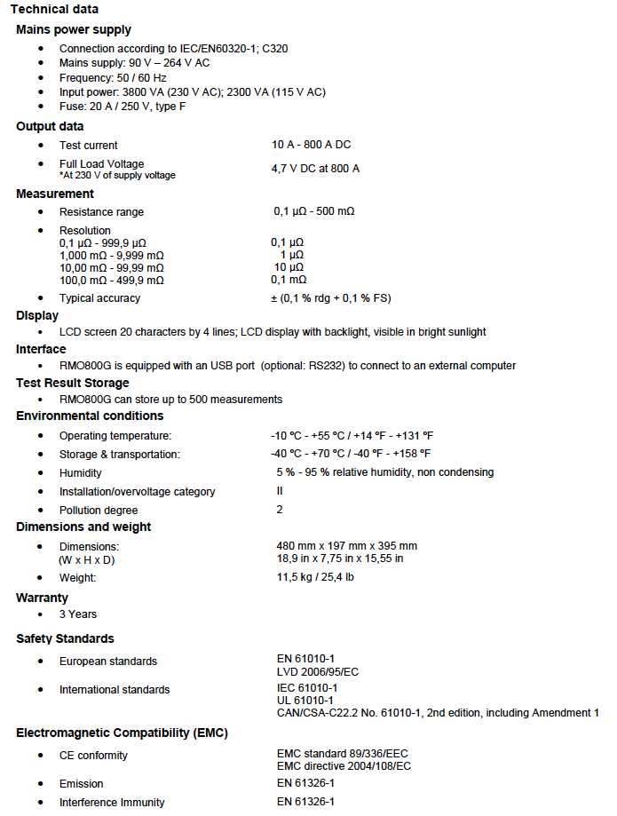 rmo800g specificatii tehnice