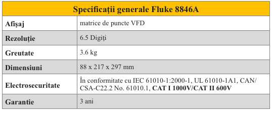Fluke 8846A Specificatii gen