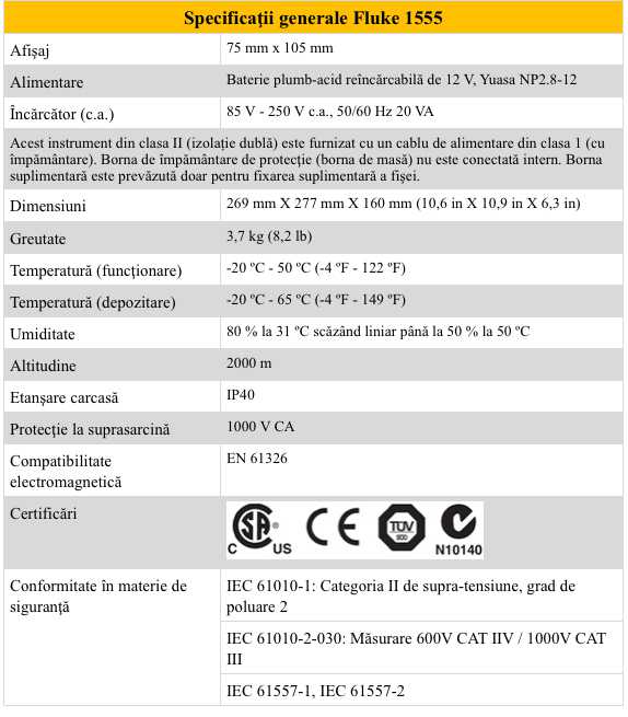 fluke 1555 spec generale