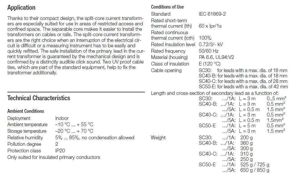 SC30 Technical Data