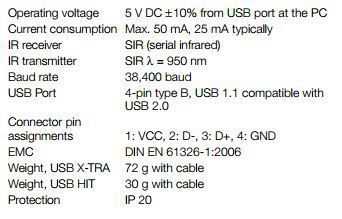 USB X-TRA Interface Adapter Infrared to USB_Tech data