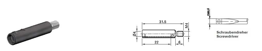 B4-E-M4-I Adaptor cu montare prin insurubare, izolat, cu filet extern multi contact