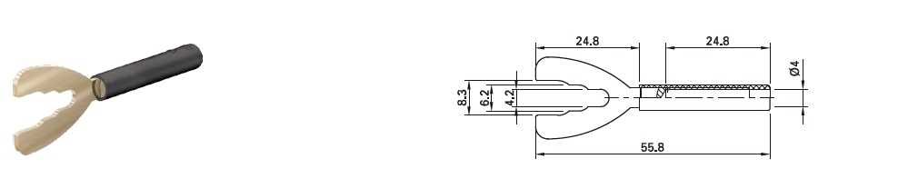 B4-I/K Adaptor papuc de cablu, din alama, pentru instalare permanenta multi contact