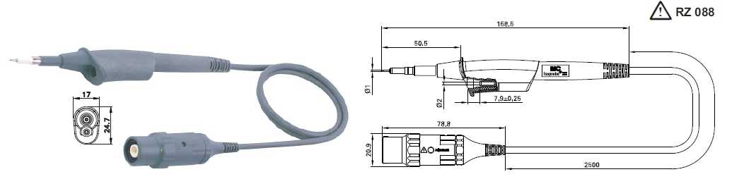 Isoprobe III - 10;1 - 2,5 Sonda de testare de inalta frecventa, 10:1, protejata multi contact
